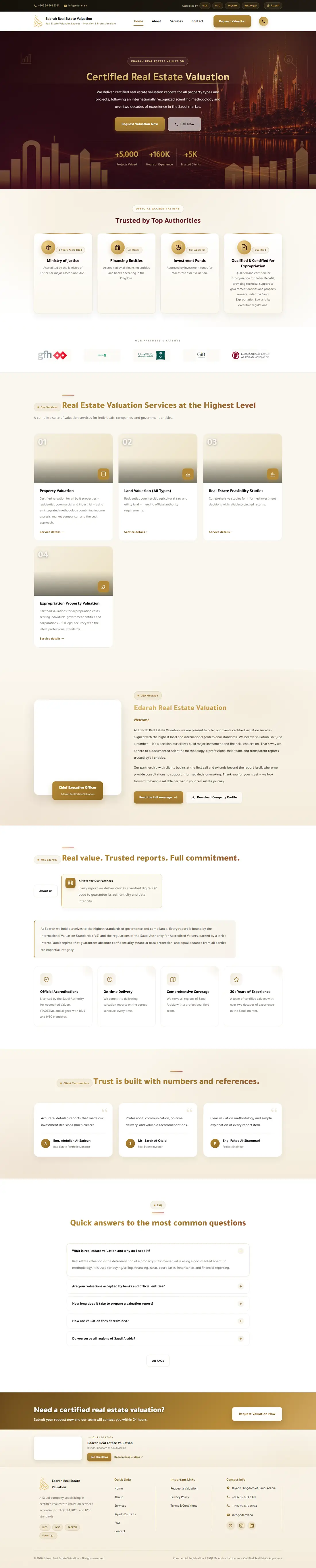 The full Edarah property valuation home page