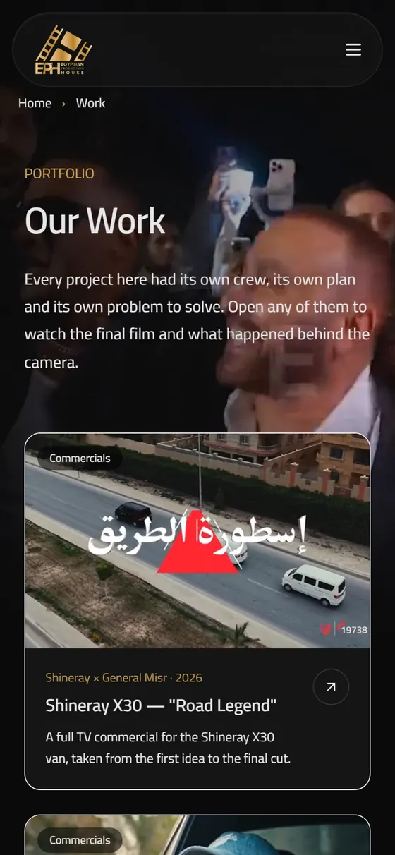 Egyptian Production House — The work section on mobile