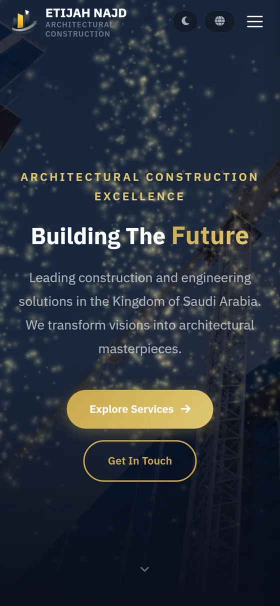 Etijah Najd Contracting — The home page on mobile