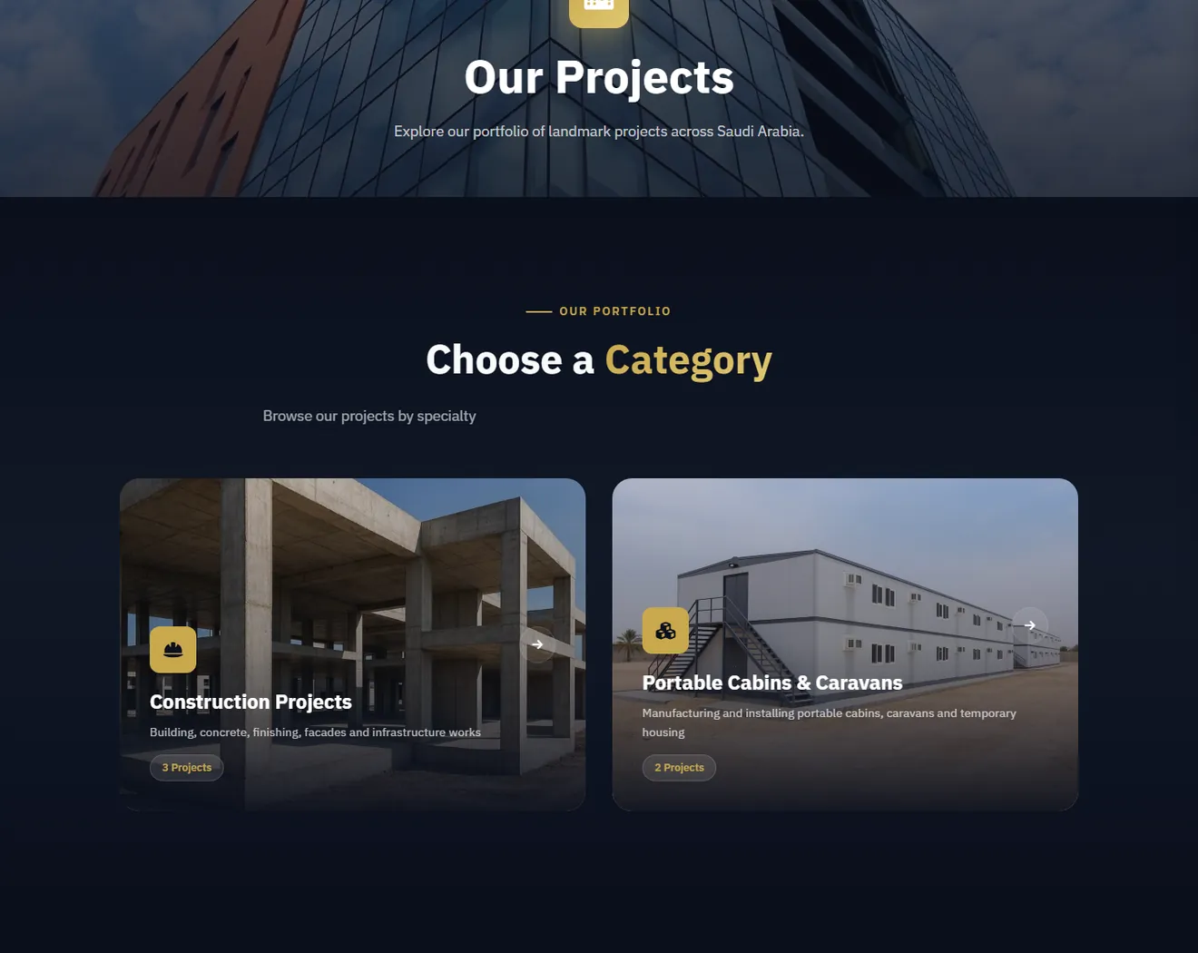 The Etijah Najd projects gallery with filters by type