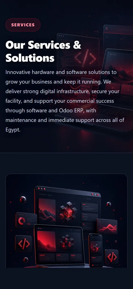 Hexogen Technology — The services page on mobile