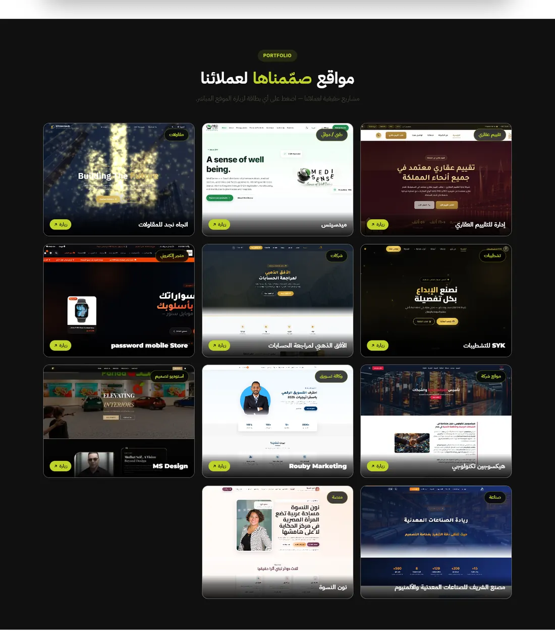 قسم المواقع في صفحة أعمال IECC