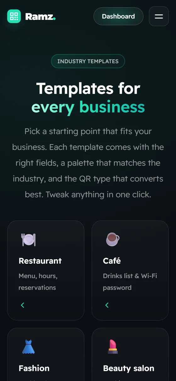 Ramz — Smart QR Platform — A demo restaurant menu from the Ramz templates